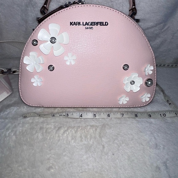 NWT Karl Lagerfeld Paris Maybelle Pink Crossbody Bag with Floral Design - Picture 3 of 11